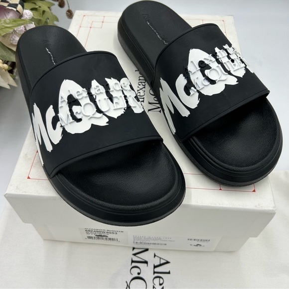 Menzel Alexander McQueen rubber graffiti pool slides size 42.5 made in Italy main image 5